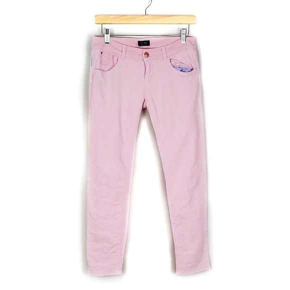 Armani Jeans Pink Jacquard Print Skinny Jeans - Picture 1 of 5